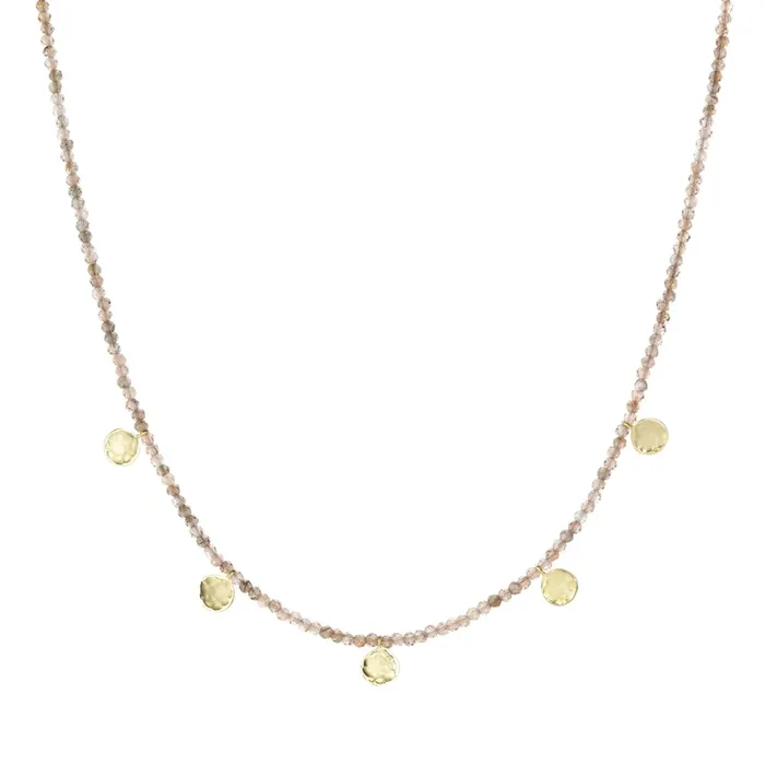 Champagne Garnet Mini Disc Necklace