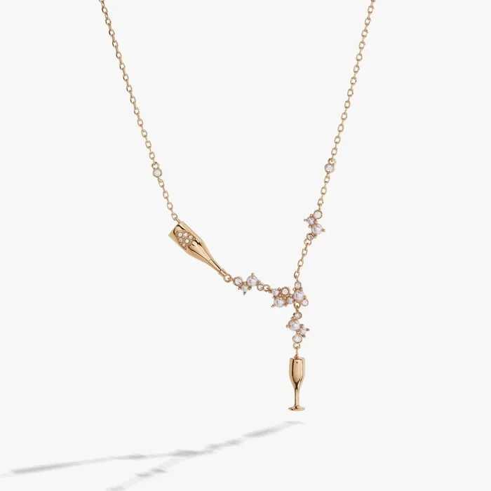 Champagne Pearl & Crystal Pendant Necklace