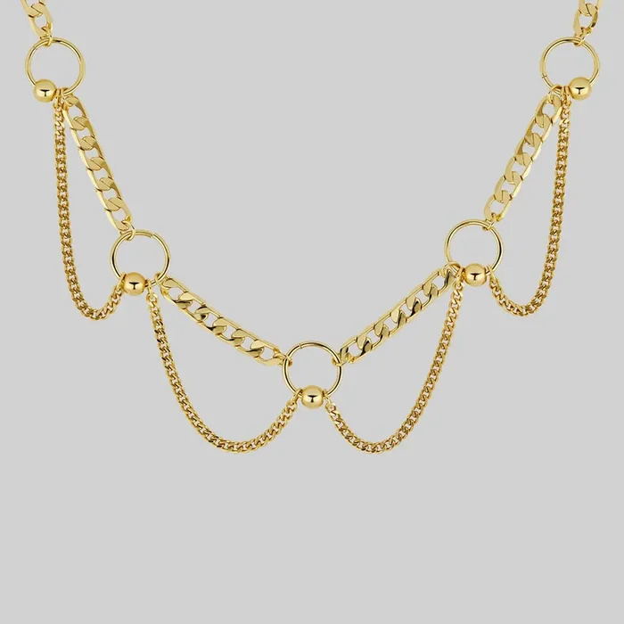 CHANGE OF HEART. Pierced Chain Drop Choker – Gold