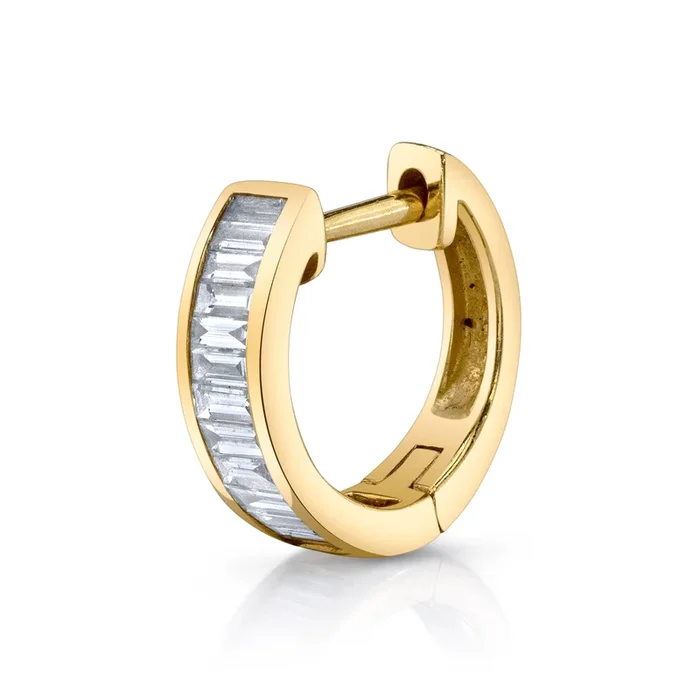 Channel Set Baguette Diamond Huggie