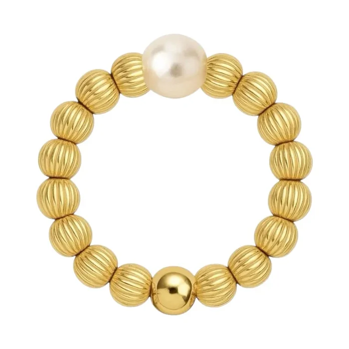 Charlotte | Beaded Stretchy Ring with Pearls