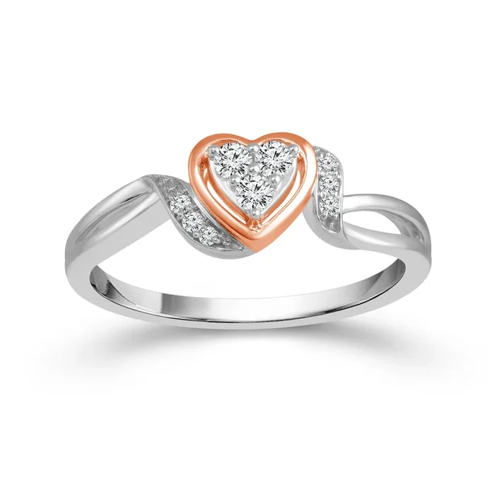 Cherished Heart Round Diamond Promise Ring