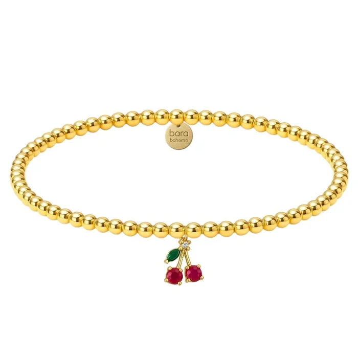 Cherry Charm | Gold Filled Beaded Bracelet