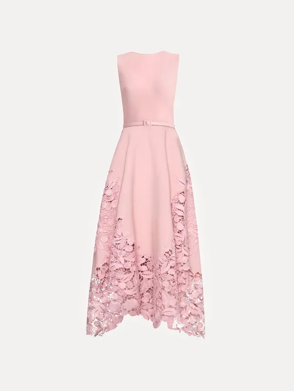 Cherry Guipure Lace Midi Dress