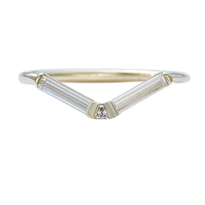 Chevron Baguette Diamond Wedding Ring