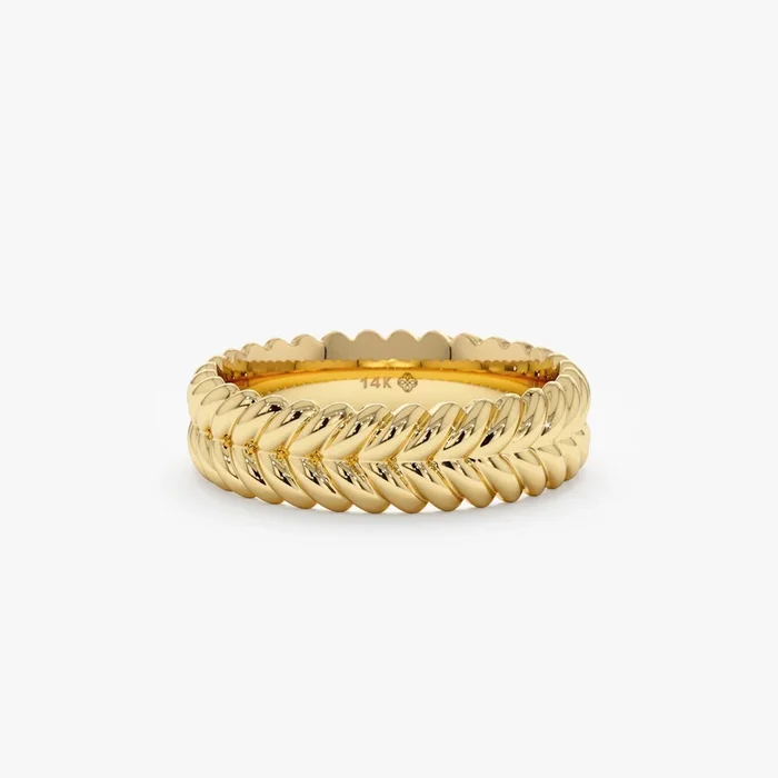 Chevron Design Ribbed Ring, Chitah