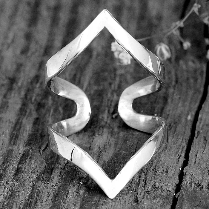 Chevron Splint Ring for Women Sterling Silver