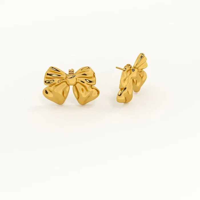 Chic Golden Ribbon Stud Earrings