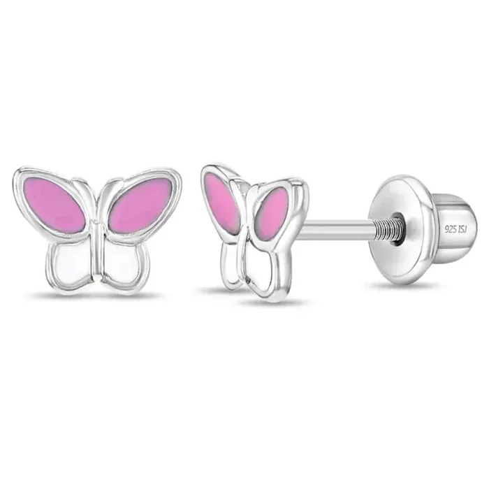 Children’s Sterling Silver & Enamel Butterfly Stud Earrings