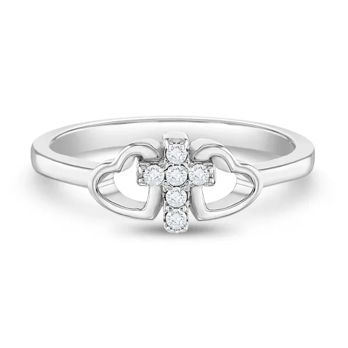 Children’s Sterling Silver Cross and Heart Ring