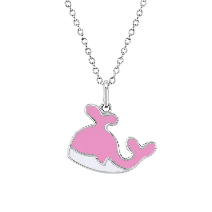 Children’s Sterling Silver Happy Whale Enamel Necklace