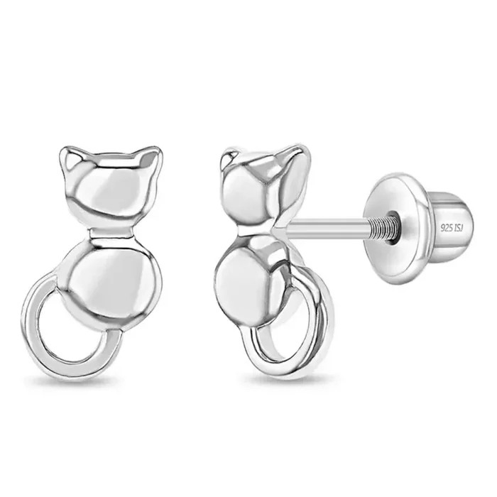Children’s Sterling Silver Kitty Cat Earrings