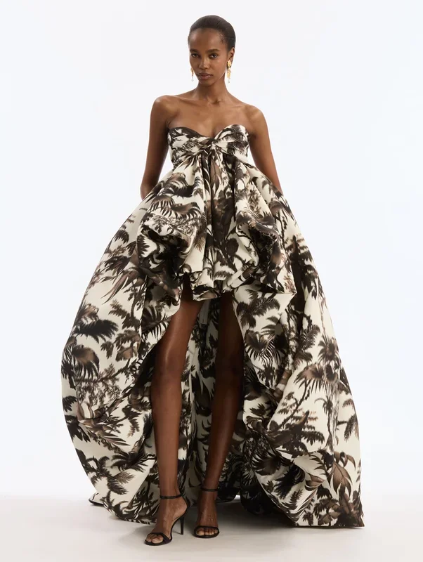 Chiné Palm Leaves Gown