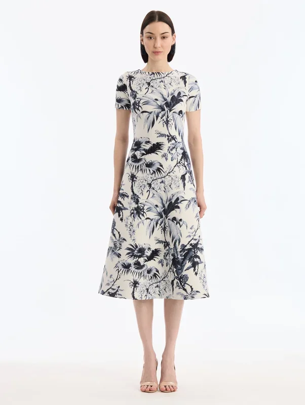 Chiné Palm Leaves Knit Dress