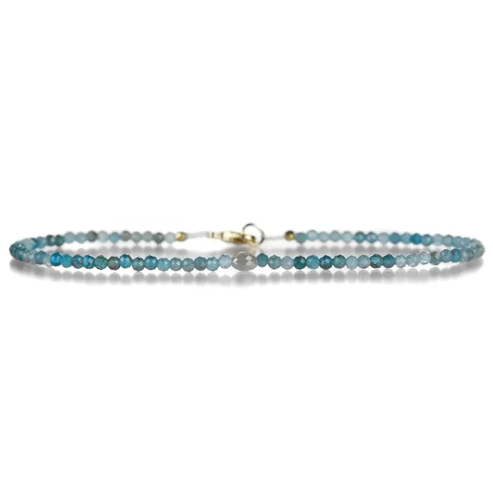 Chrysocolla and Gray Diamond Bracelet