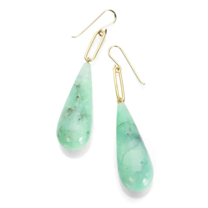 Chrysoprase Drop Earrings with Link