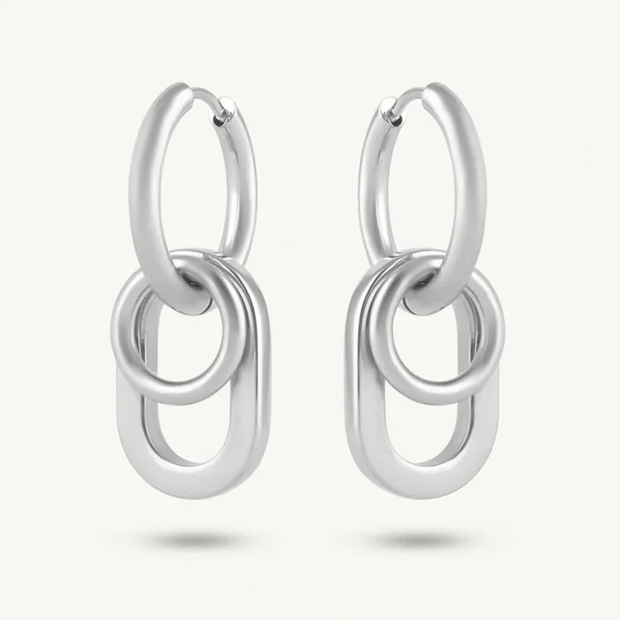Chunky Chain Link Silver Hoop Earring