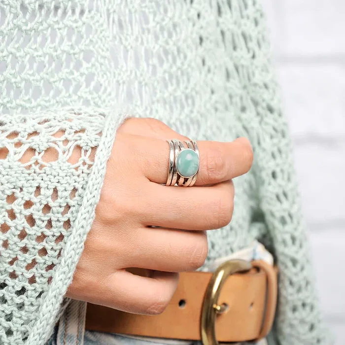 Chunky-Wickelring mit Aquamarin, Sterlingsilber