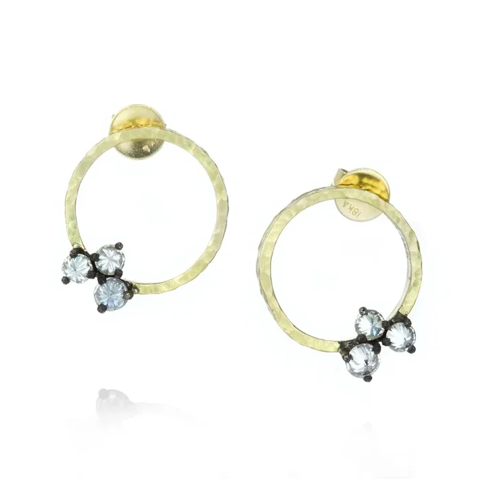Circle Studs with Diamond Clusters