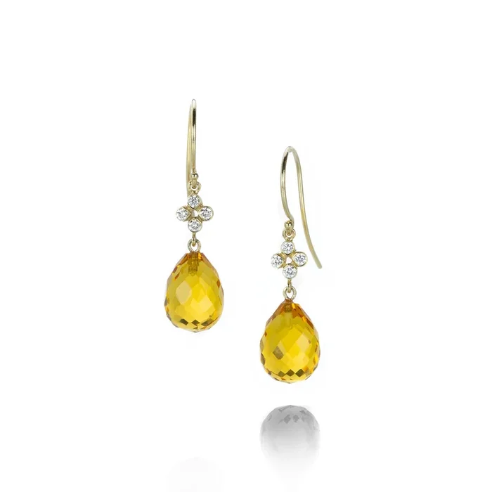 Citrine Clover Diamond Earrings