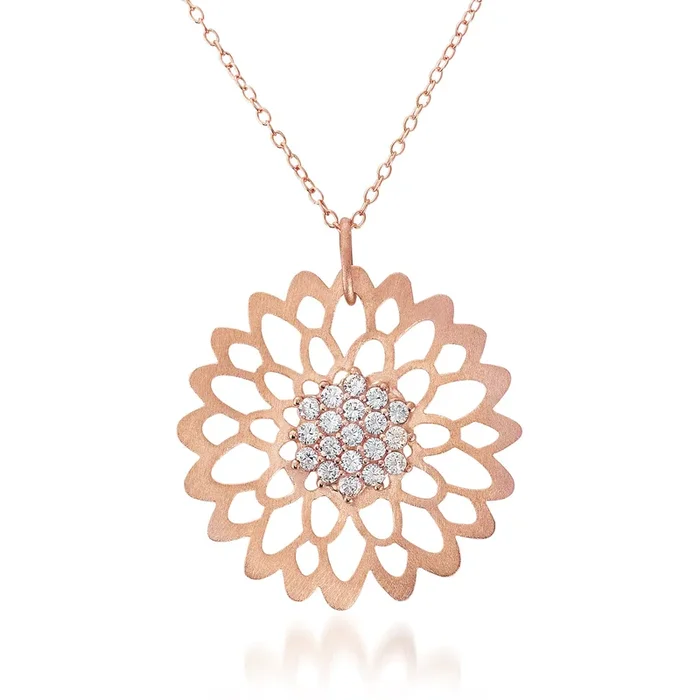 Clarisse Brushed Flower Shape Pendant