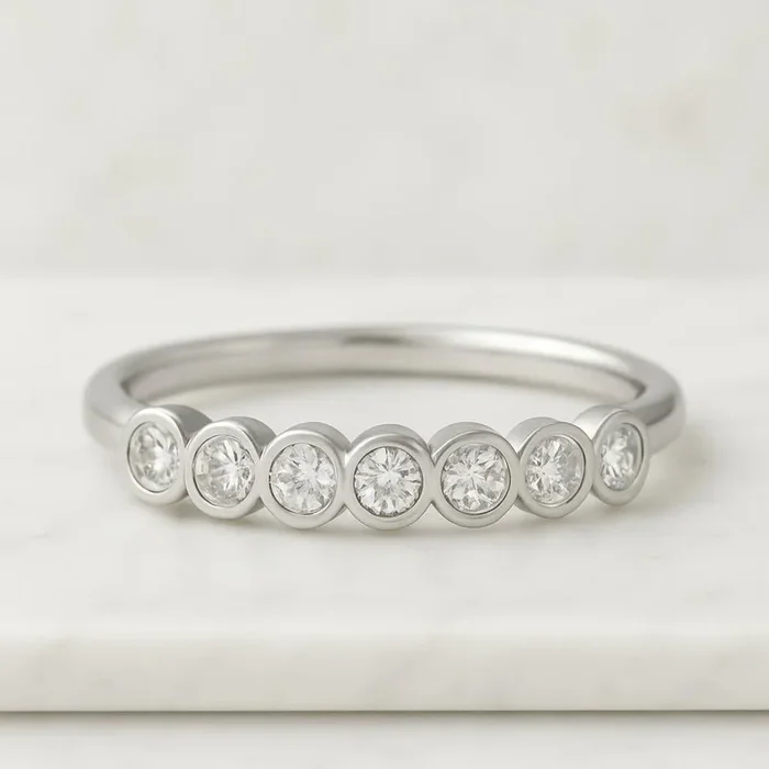 Classic Bezel Set Round Lab Grown Diamond Wedding Band