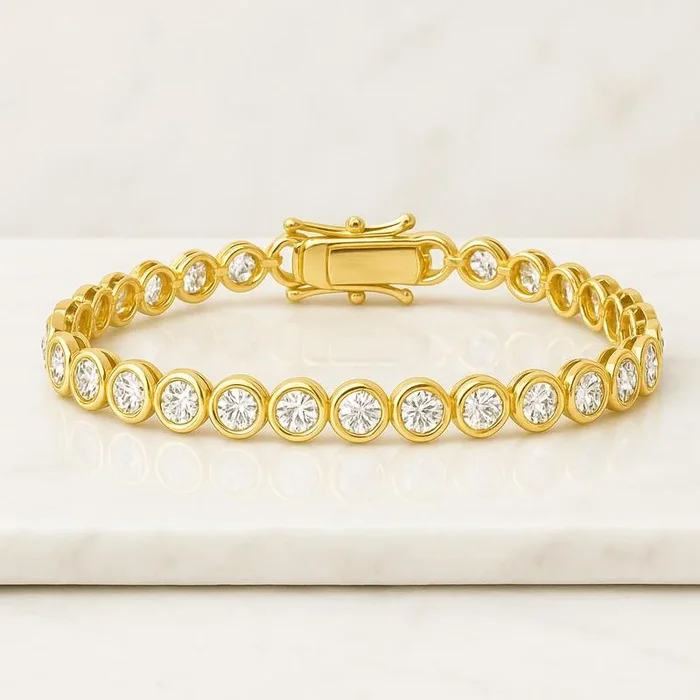 Classic Bezel Set Round Moissanite Tennis Bracelet For Men’s And Women