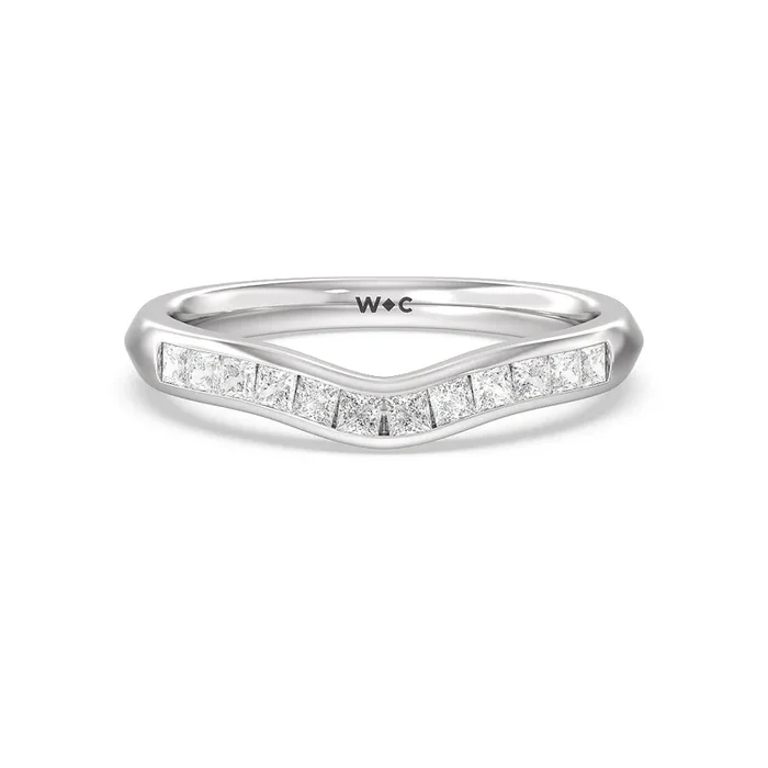 Classic Channel Set Princess Kite Basket Diamond Wedding Band