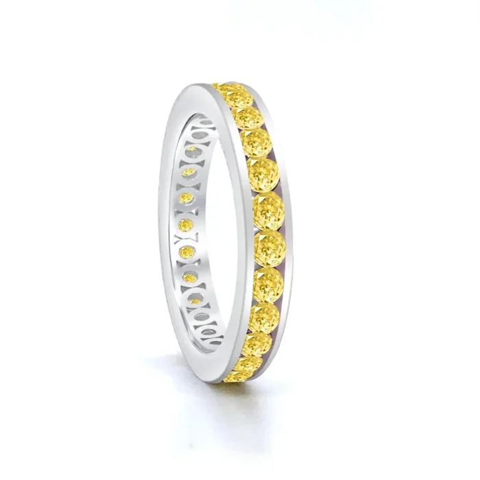 Classic Channel Set Ring in Canary Yellow Crystalline