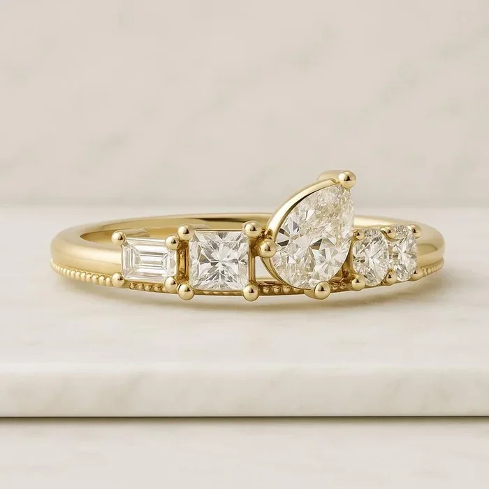 Classic Five Stone Moissanite Diamond Anniversary Band For Wife