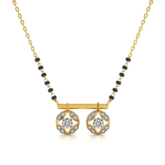 Classic Floral Halo 9KT Gold Lab Grown Diamond Mangalsutra