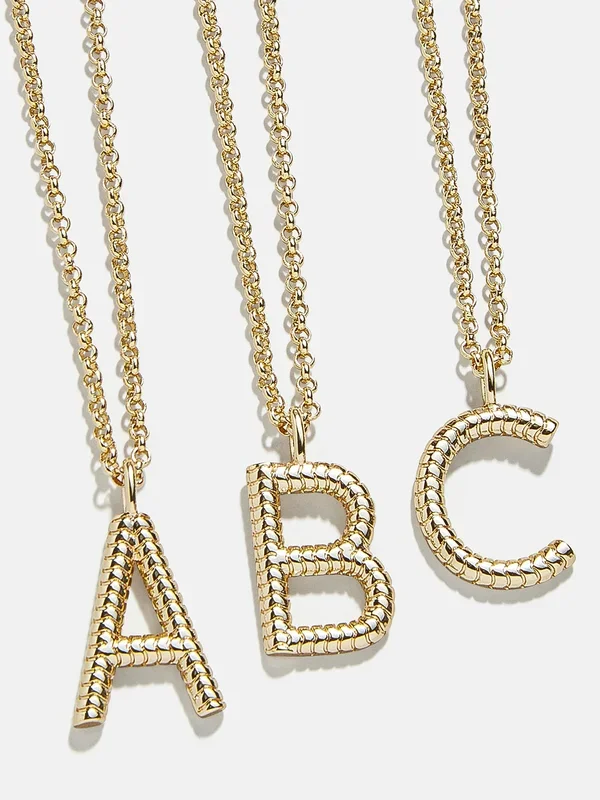 Classic Initial Necklace – Ribbed Initial