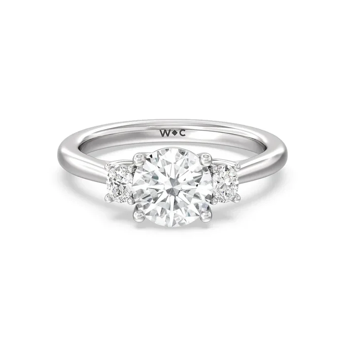 Classic Oval Side Stone In Trellis Basket Engagement Ring