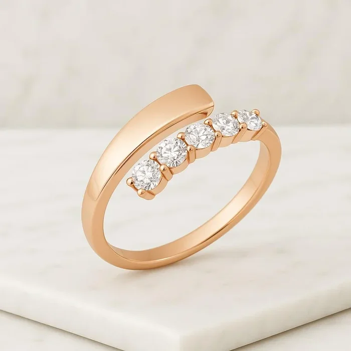 Classic Round Lab Grown Diamond Bypass Wedding Band For Women
