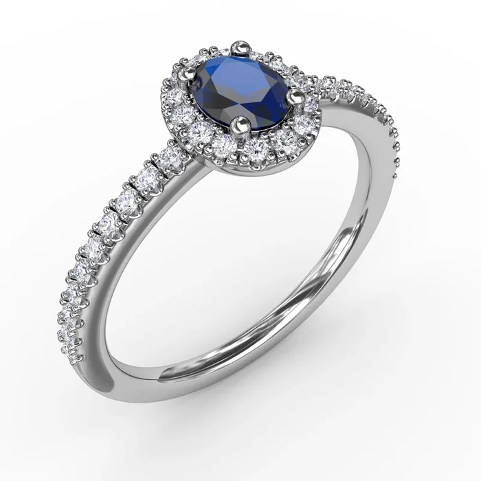 Classic Sapphire & Diamond Halo Ring