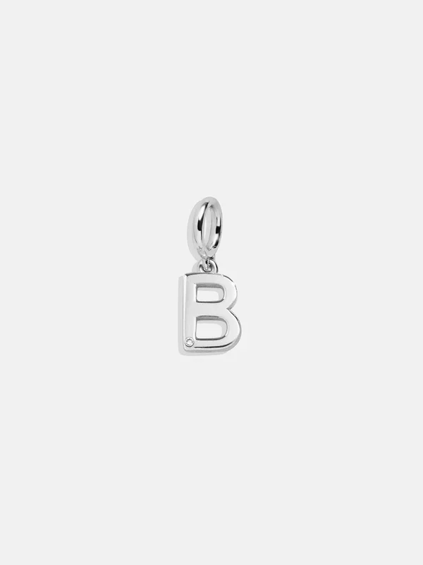Classic Silver Initial Cluster Charm – B