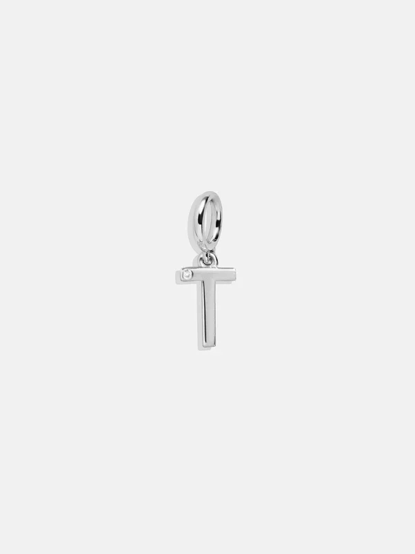 Classic Silver Initial Cluster Charm – T