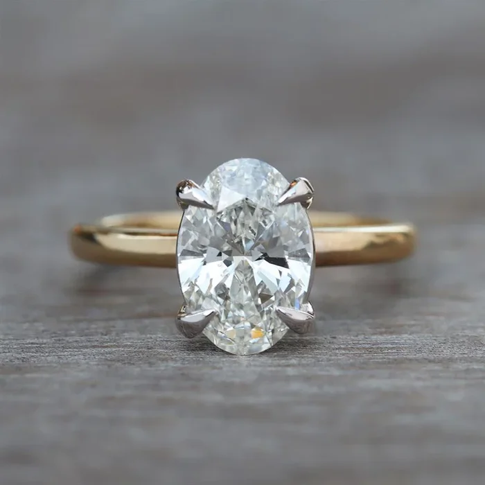 Classic Solitaire Oval Lab Grown Diamond Engagement Ring (2 ct) in 14k Two Tone Gold