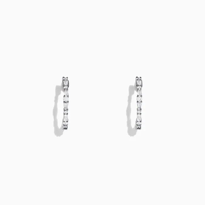 Classique 14K White Gold Diamond Hoop Earrings, 0.37 TCW