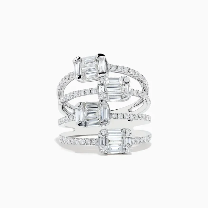 Classique 14K White Gold Split Band Diamond Statement Ring