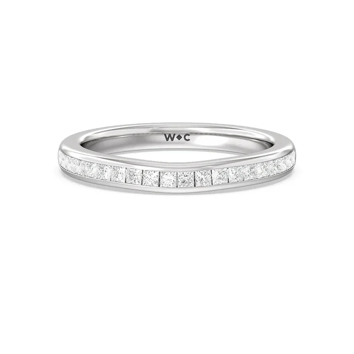Classy Knot Basket Channel Set Princess Diamond Wedding Band
