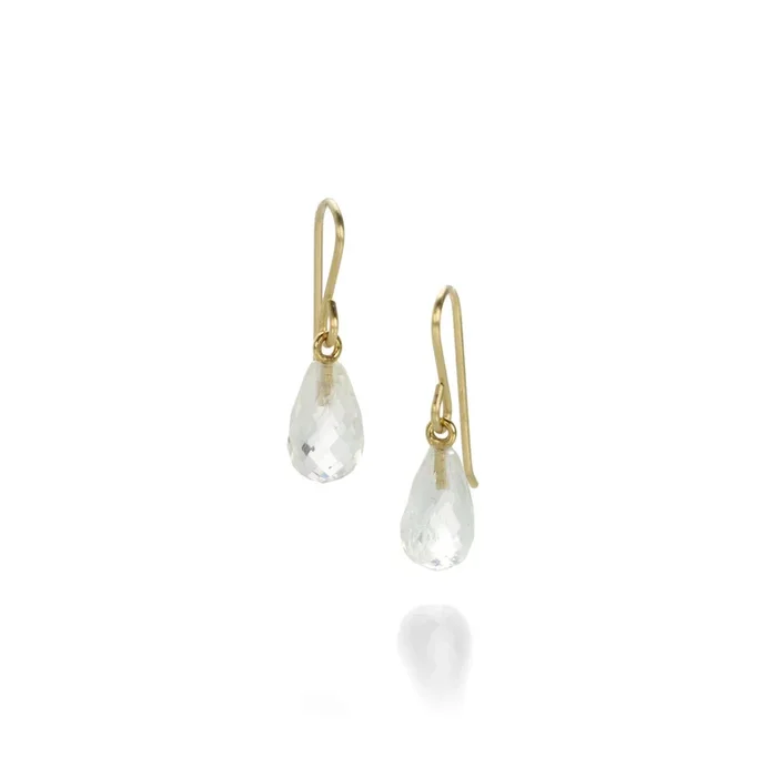 Clear Faceted Moonstone Teardrop Earrings