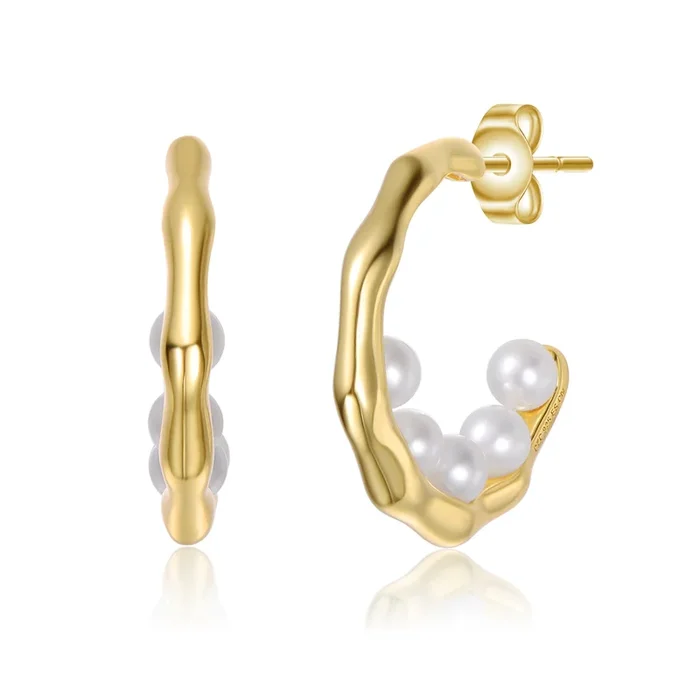 Cléo Boho Pearl Hoop Earrings