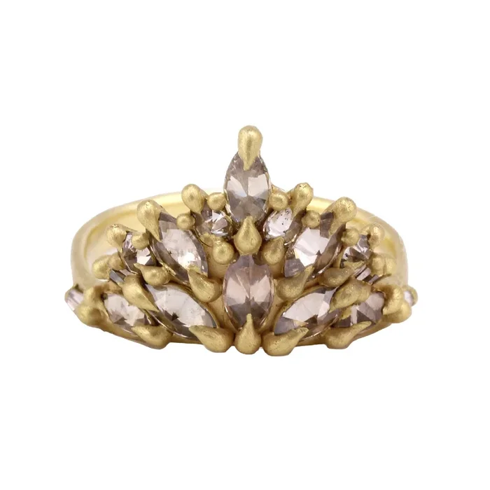 Cognac Diamond Lena Skull Crown Ring