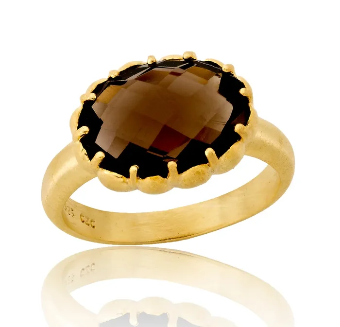 Colette Cocktail Smokey Oval Gem Ring