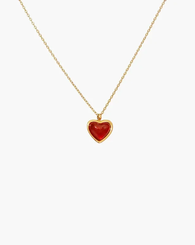 Collana Carnelian Stone Heart