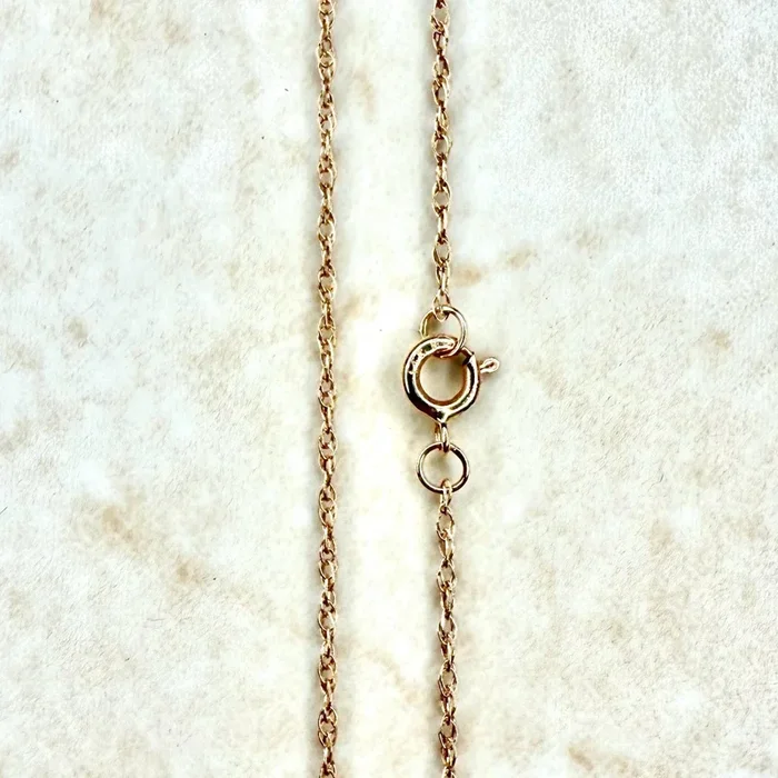 Collar de cadena de cuerda de 18 pulgadas de oro rosa macizo de 14 quilates
