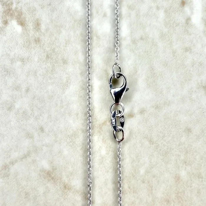 Collar de cadena tipo cable rolo de 18 pulgadas en oro blanco macizo de 14 quilates