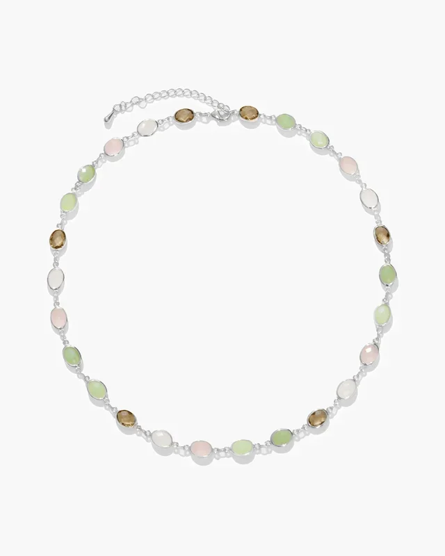 Collar de piedra romance caprichoso en plata