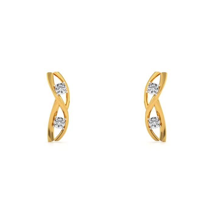 Contemporary Twist 9KT Gold Lab Grown Diamond Earring